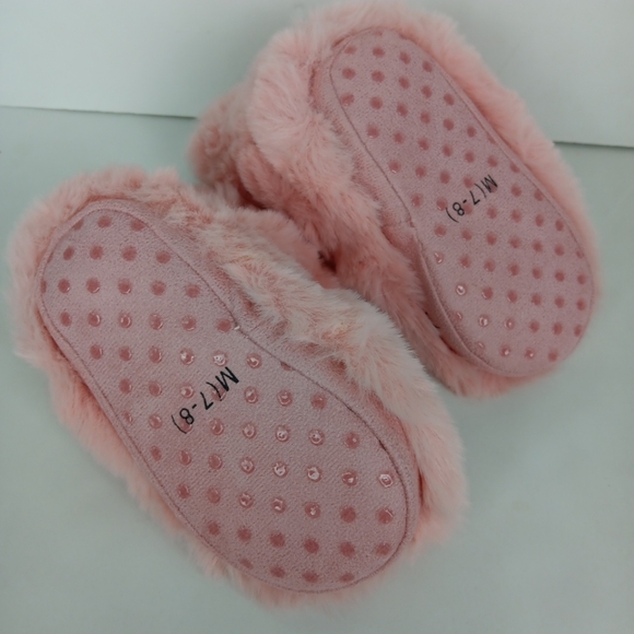 Cat & Jack Faux Fur Slippers Blush Pink Dallas Fluffy Bootie Girls M 7-8 NWT - Picture 5 of 10